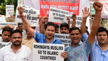 Rohingya protest New Delhi AFP