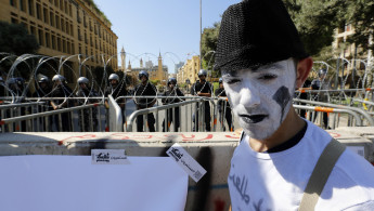 Beirut protest movement mime