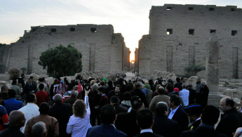 Tourists observing winter solstice at Karnack Temple [Anadolu]