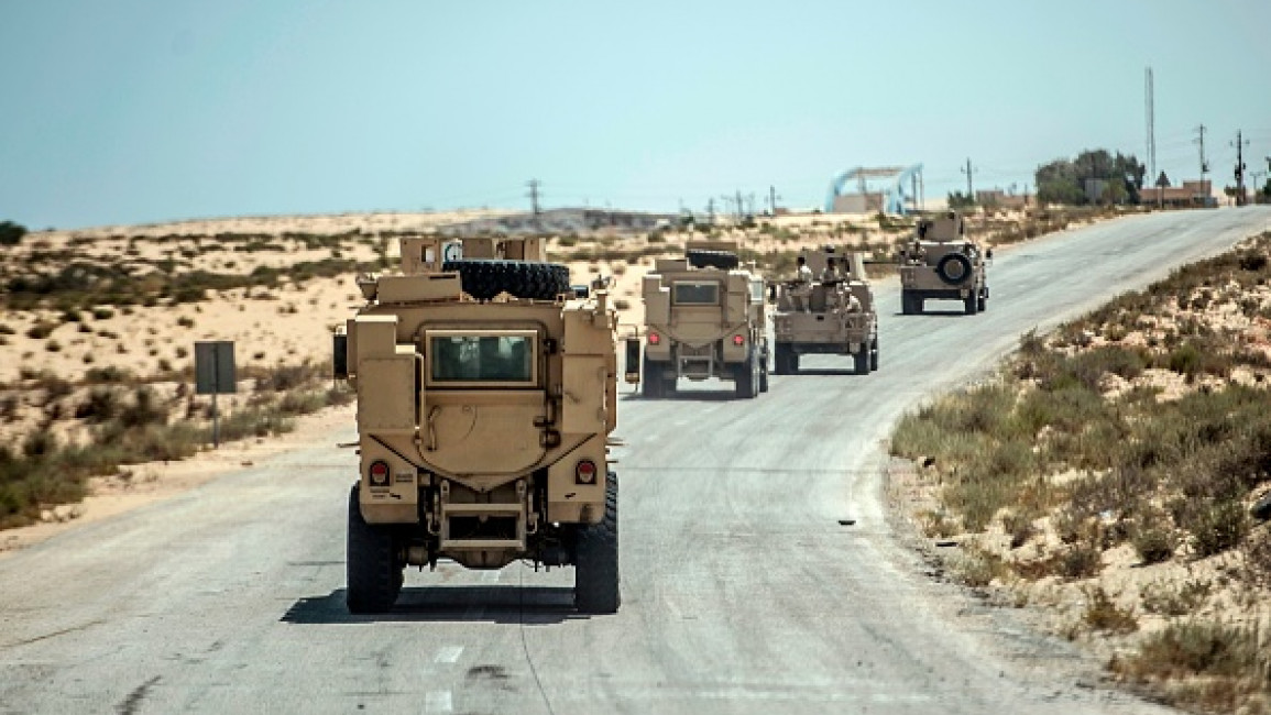 Armed vehicles in Egypt's Sinai Peninsula
