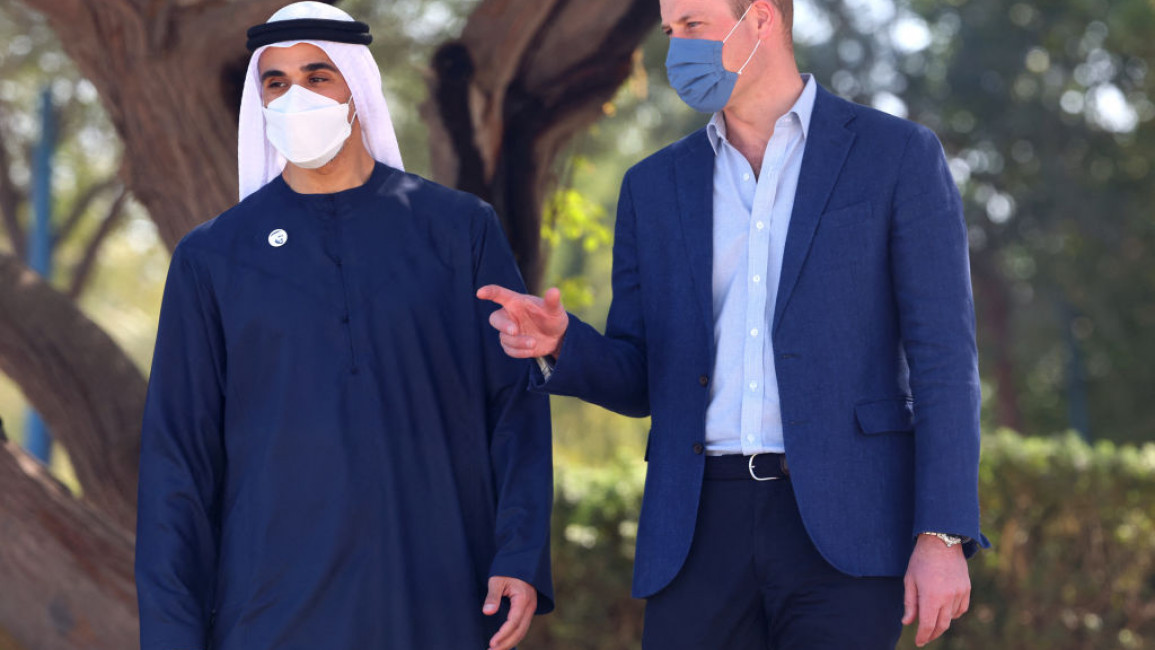 Khaled bin Zayed Al Nahyan of the UAE (left) with Prince William of the UK (right)