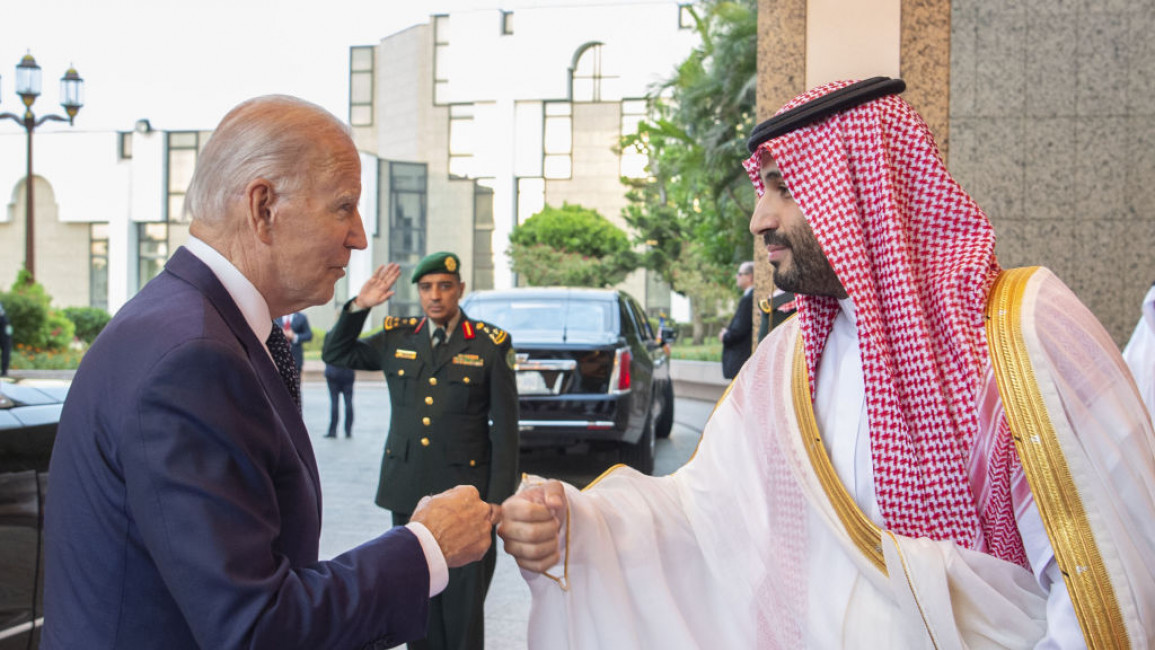Joe Biden (left) and Mohammed bin Salman (right).