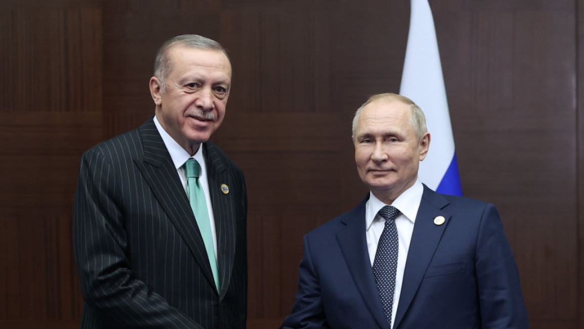 Recep Tayyip Erdogan (left), the Turkish president, with Russia's Vladimir Putin (right)