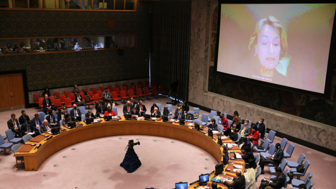 The UN Security Council during the speech of Ilze Brands Kehris, Assistant Secretary-General for Human Rights