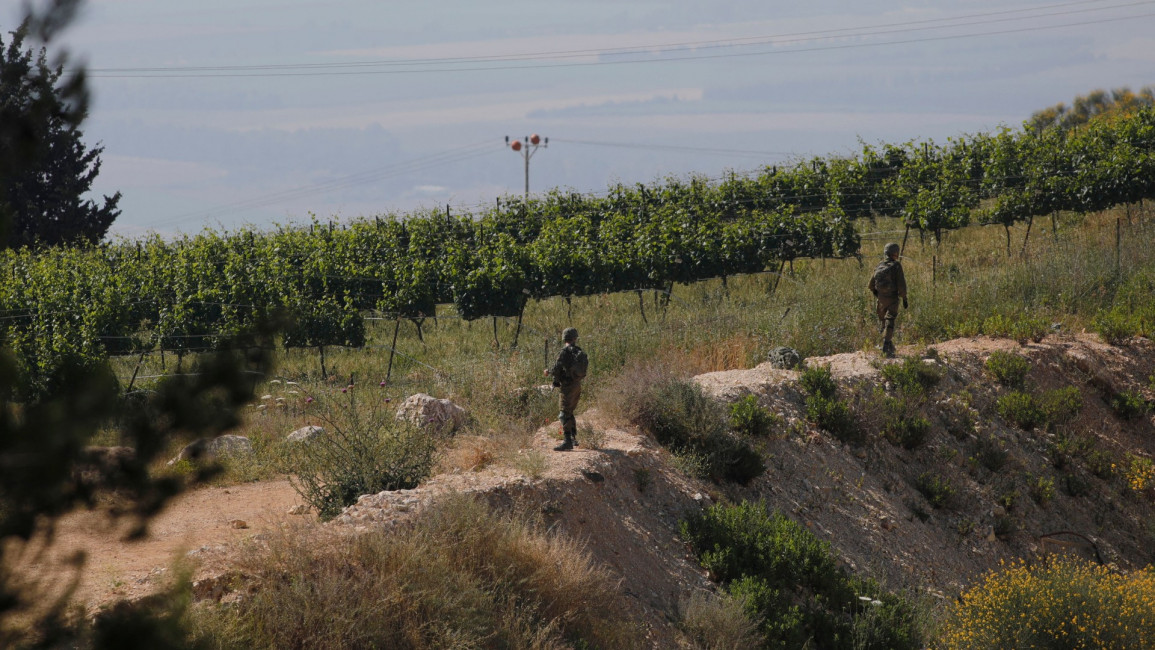 Israeli troops deployed at the Lebanon-Israel border