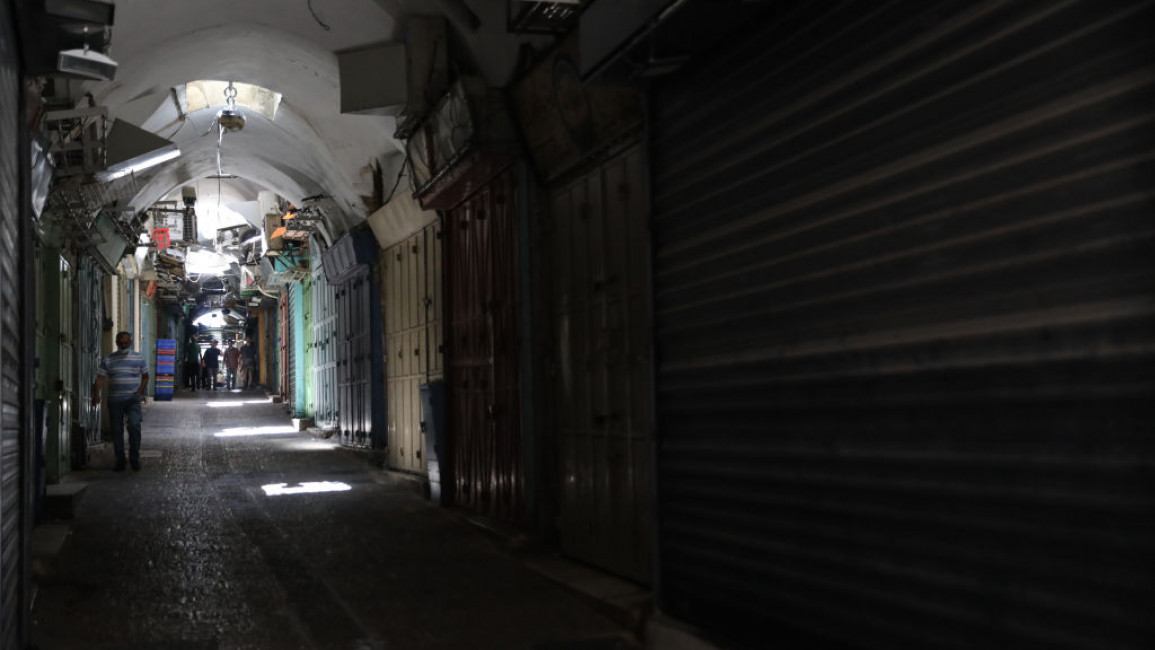 Palestinian shops are closed in Jerusalem during the general strike