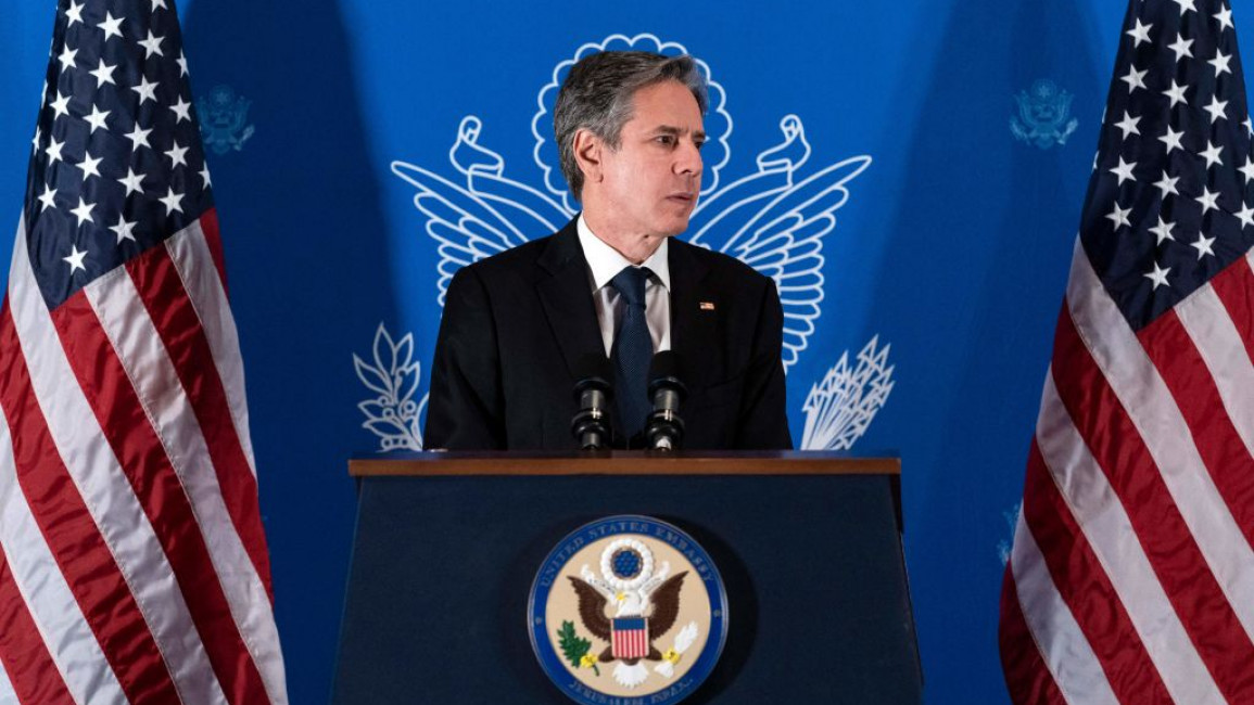 US Secretary of State Antony Blinken spoke during a news conference in Jerusalem