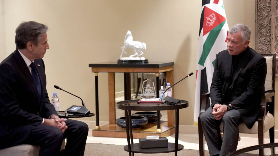 Blinken met King Abdullah in Jordan [Getty]