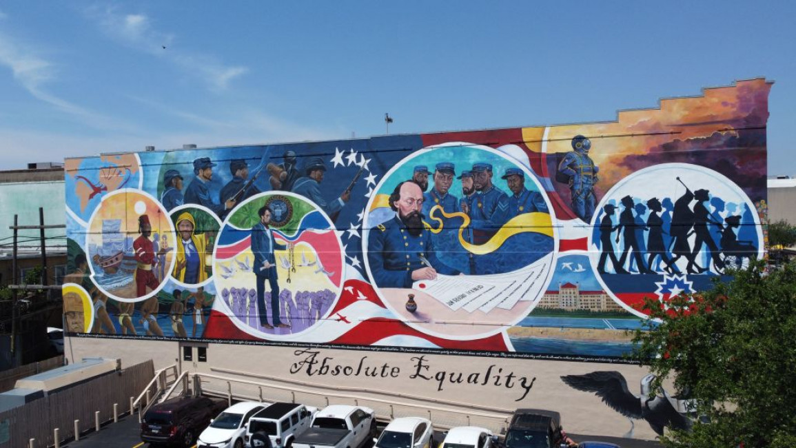 The "Absolute Equality" mural Texas Juneteenth