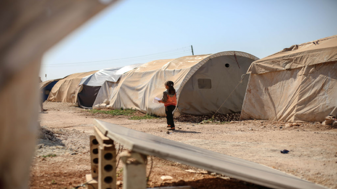 Refugees at Bab al-Hawa camp, Syria