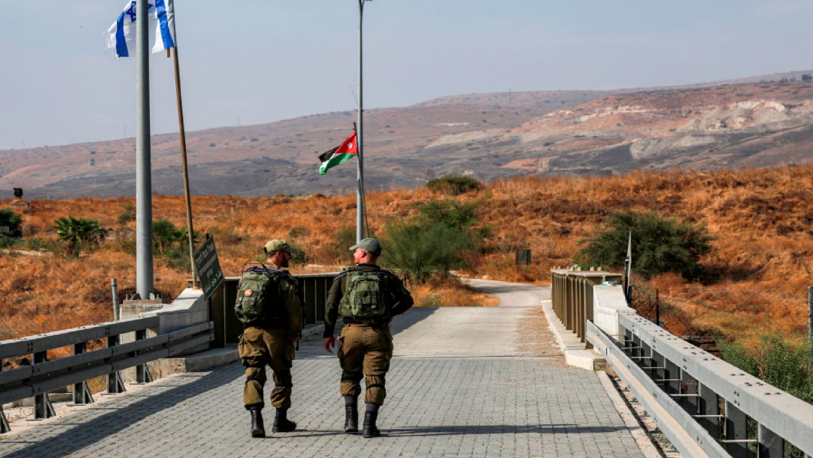 Israeli soldiers patrol along Jordan border
