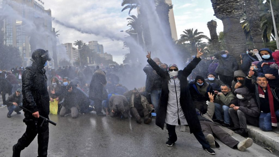 Police used water cannon and tear gas against protesters [Getty]