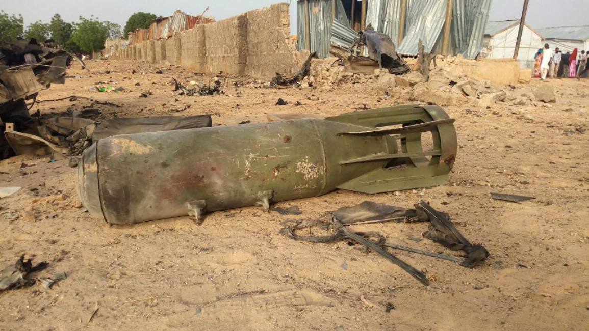 A bomb dropped by Nigeria's air force