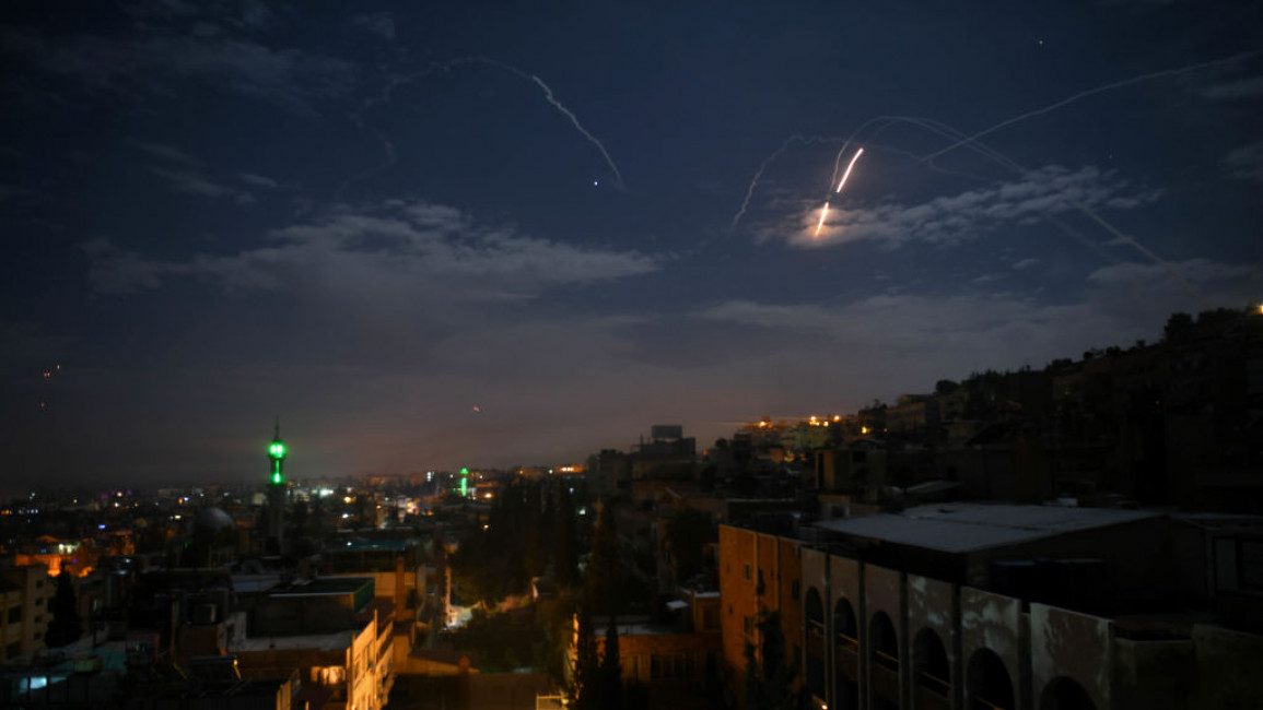 Syrian air defences firing into the sky
