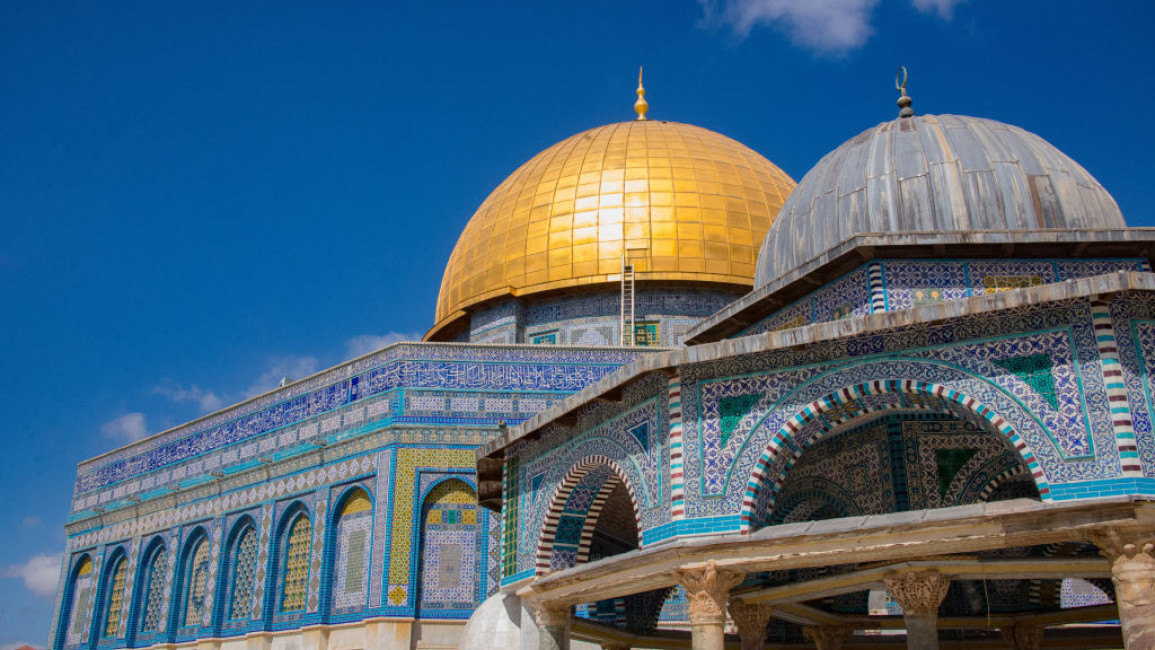 The golden Dome of the Rock at the Al-Aqsa Mosque compound in occupied East Jerusalem, Palestine