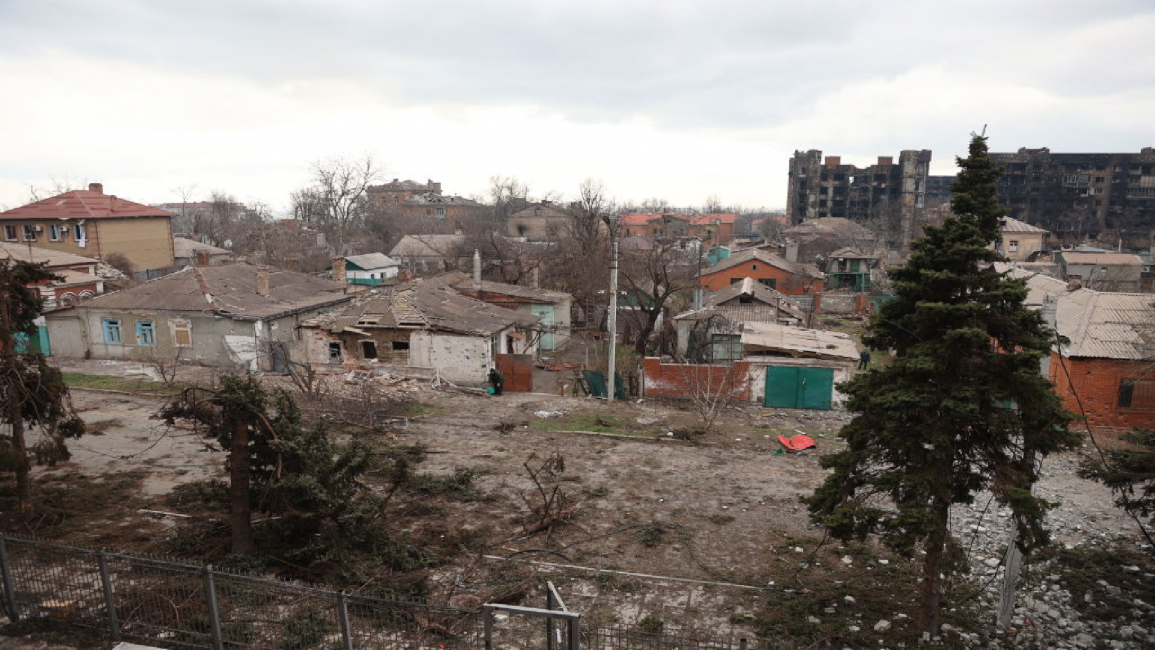 Damage in Mariupol, Ukraine