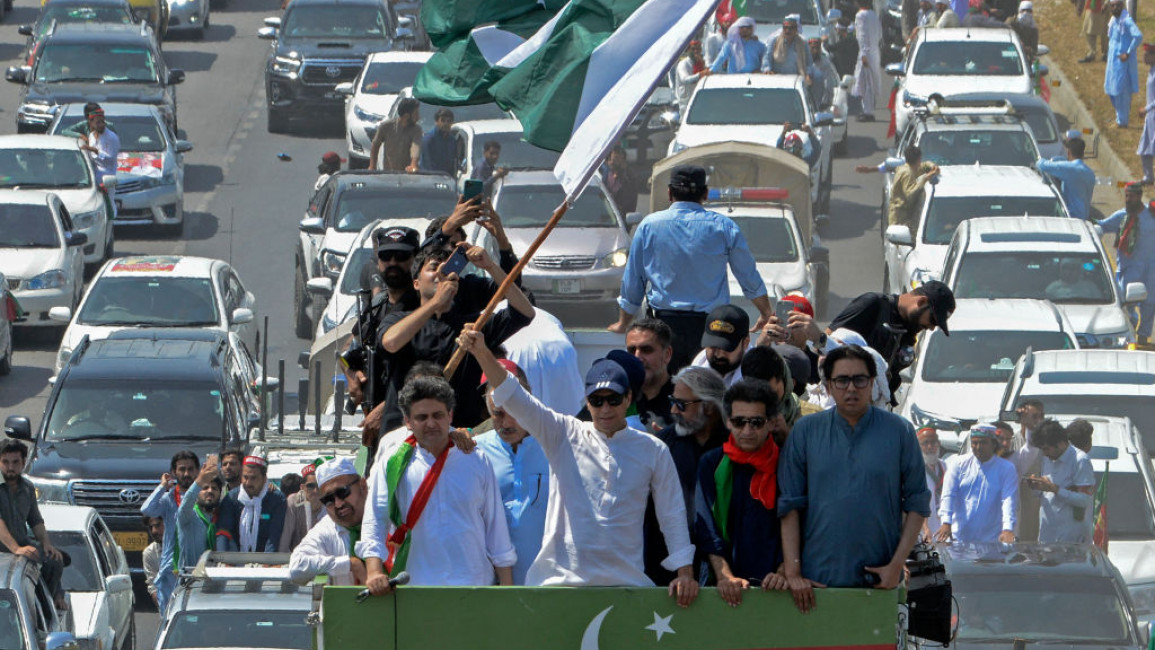 Imran Khan led a convoy of thousands of supporters to Islamabad [Getty]