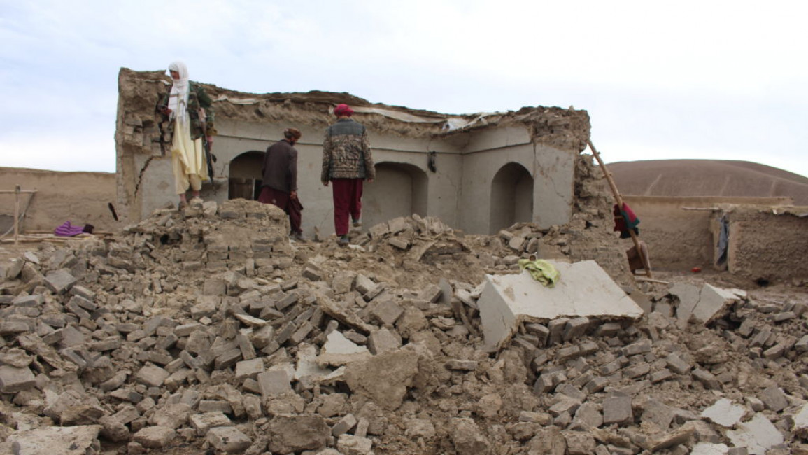 A building damaged by an earthquake in Afghanistan.