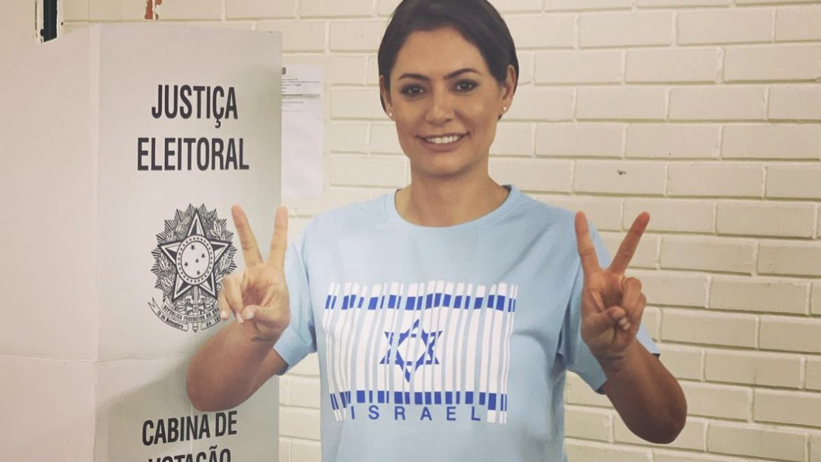 The first lady of Brazil, Michelle Bolsonaro, voted this morning wishing "God's blessings for Brazil and Israel"