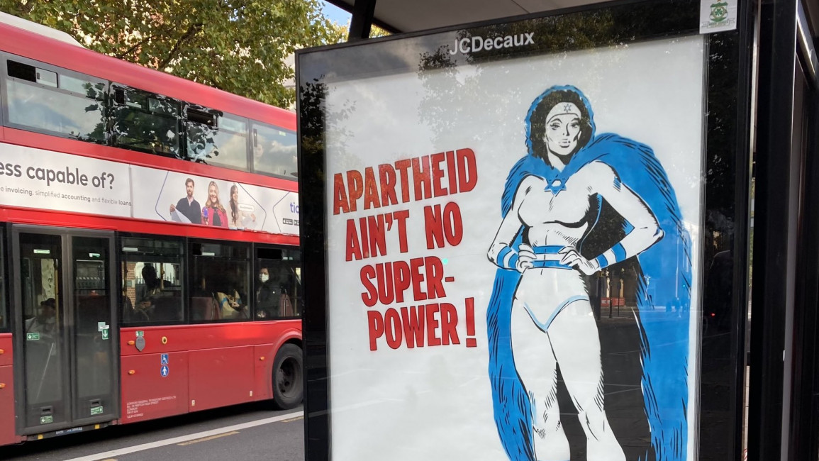 Protest Stencil targets London bus stops