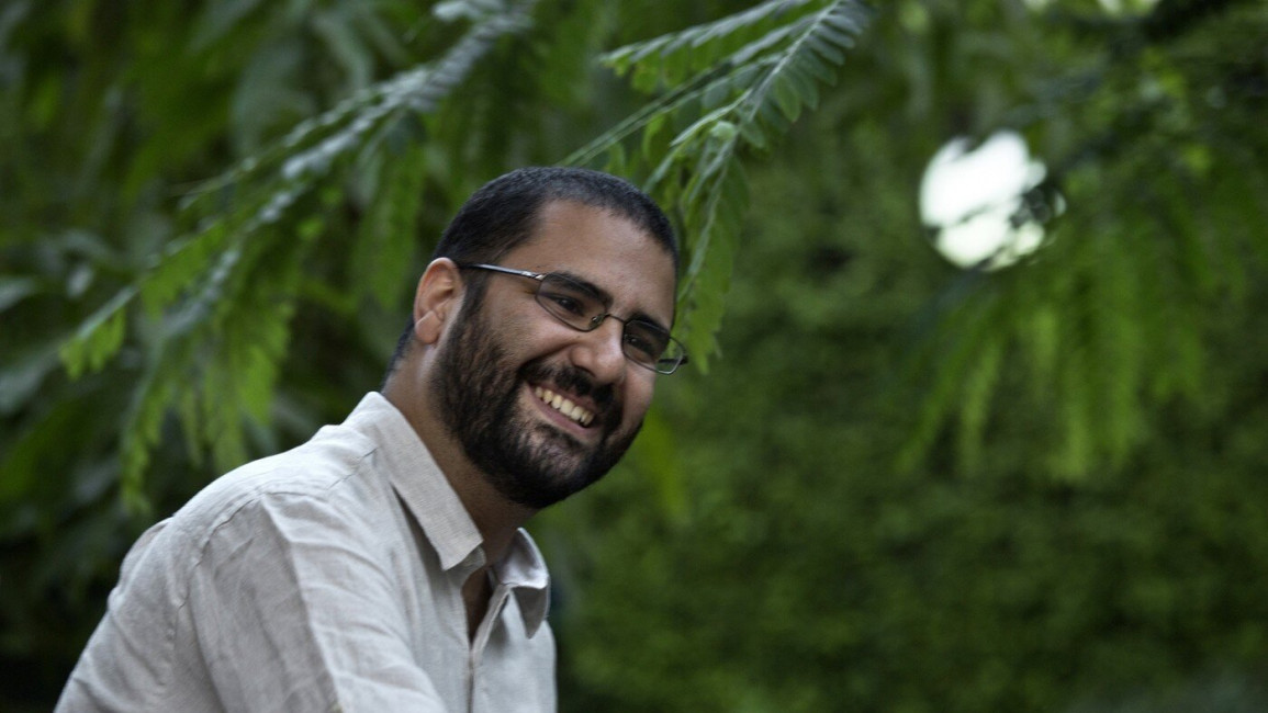 A photo of Alaa Abdel Fattah, a jailed Egyptian British activist