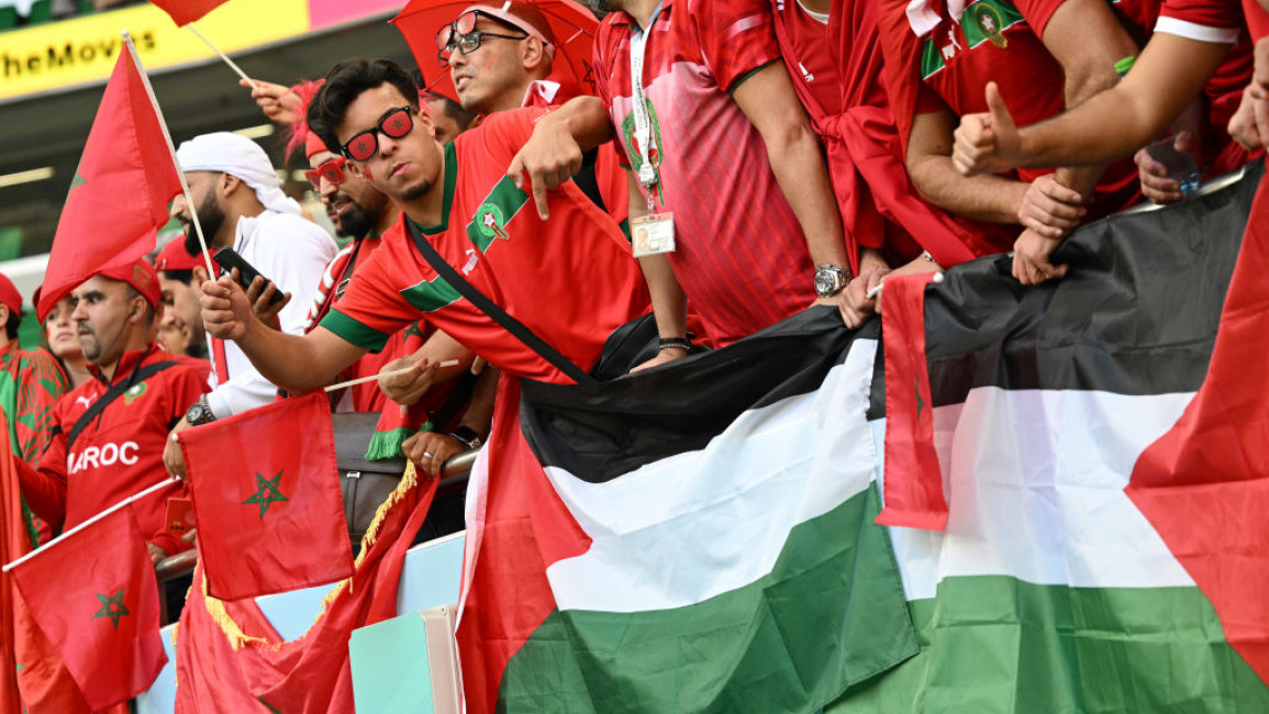 Morocco Fans show solidarity with Palestine 