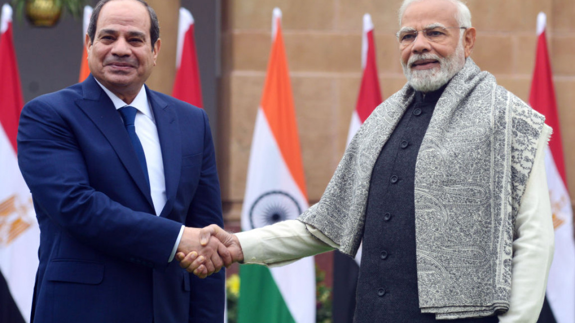 Sisi met Modi in New Delhi [Getty]