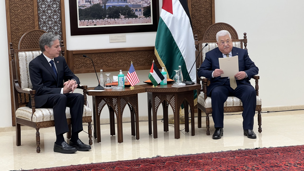 Antony Blinken in Ramallah for meetings with Palestinian officials to reduce tensions. 31 January 2023. Ibrahim Husseini/TNA