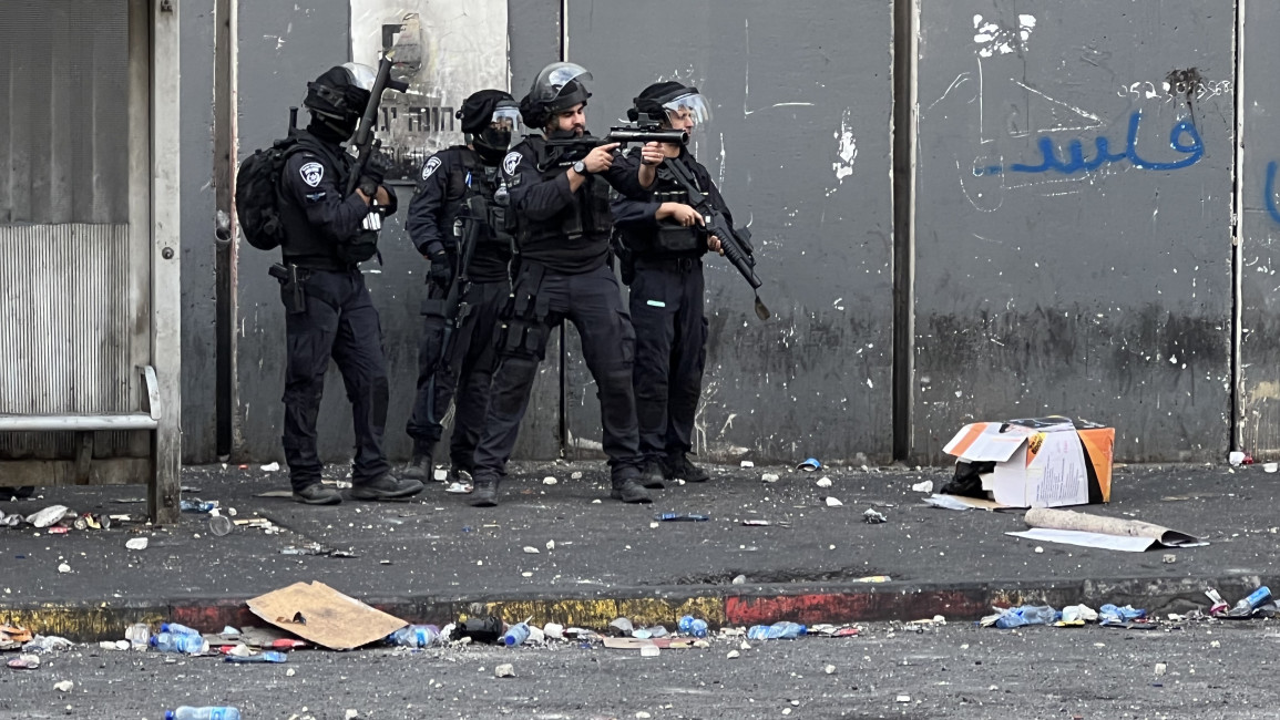 Israeli police at the Shuafat refugee camp