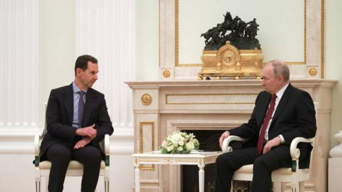 Russian President Vladimir Putin meets with his Syrian counterpart Bashar al-Assad at the Kremlin in Moscow on 15 March 2023. [Getty]