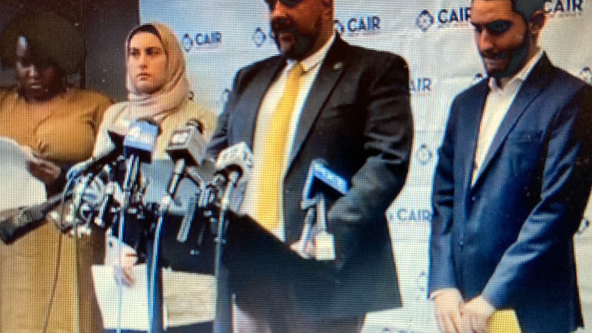 Mayor Mohamed Khairullah speaks at a press conference about his name being on a US government watch list. [screenshot]