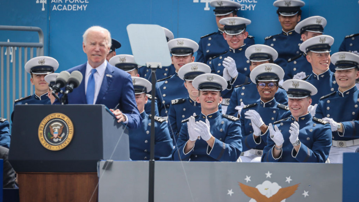 Biden was taking part in a military graduation ceremony [Getty]
