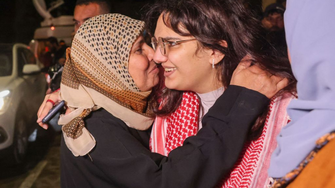Palestinian women prisoners released by Israel were greeted joyfully by their families [Getty]