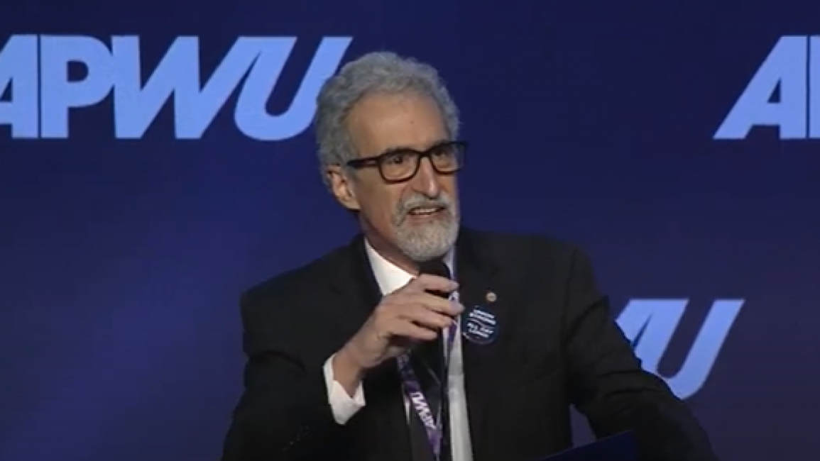 Mark Dimondstein, president of the American Postal Workers Union, has long been an outspoken rights advocate. [YouTube screenshot]