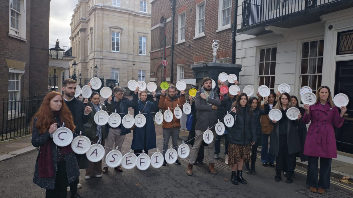 Protesters outside FCDO, London