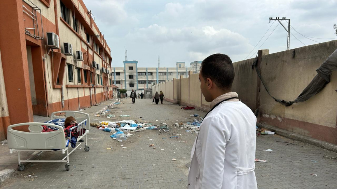 Shehab Al-Najjar, 24, manned the fort of Nasser Medical complex single-handedly for two weeks