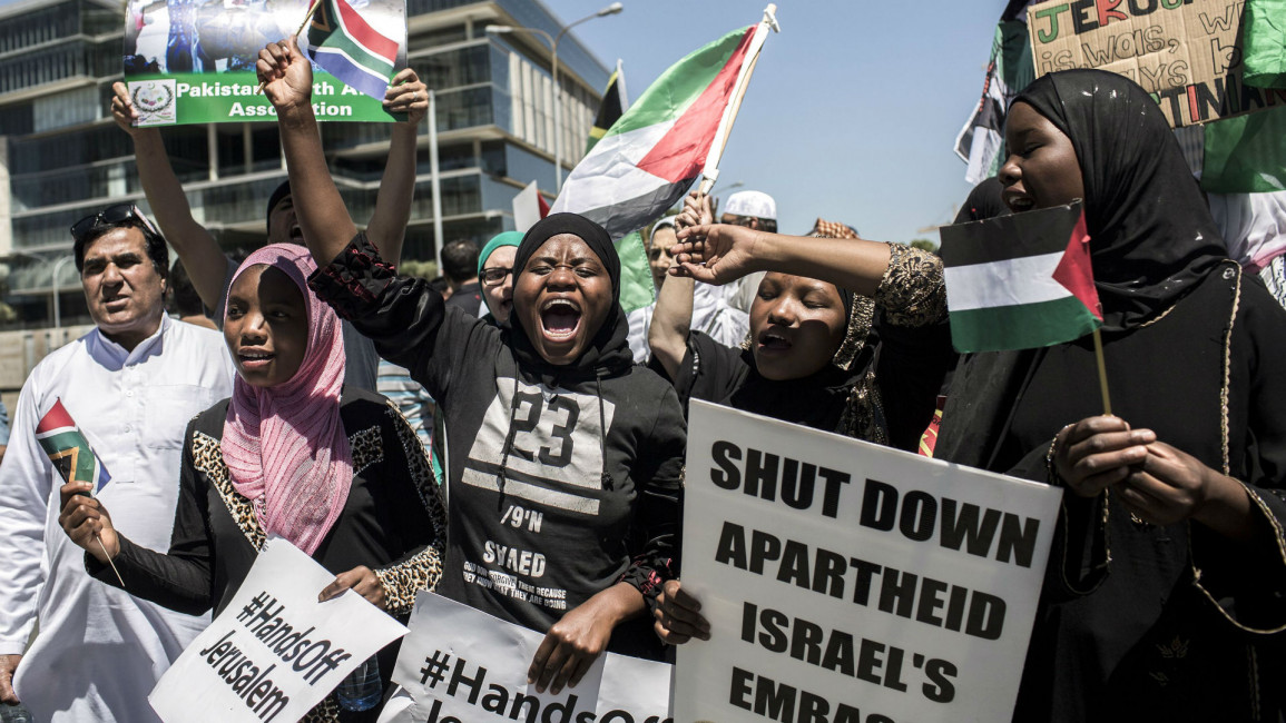 South Africa protest Jerusalem [AFP]