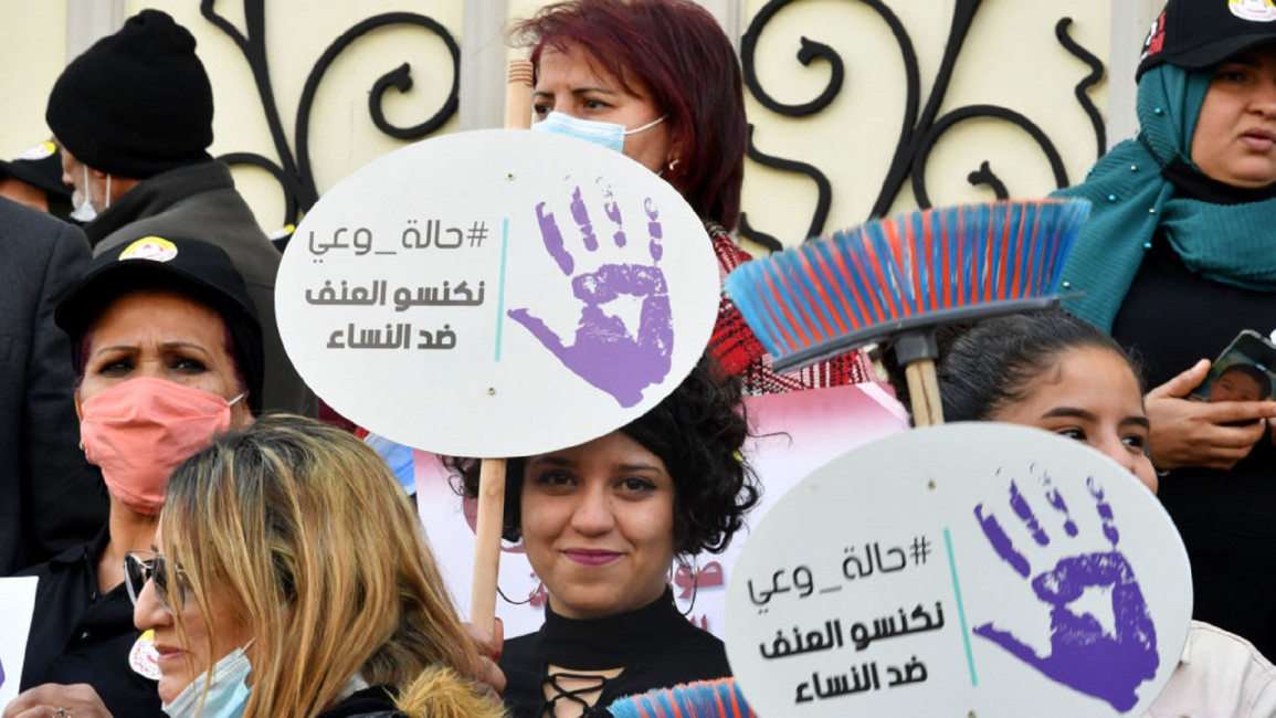 Tunisian women demonstrating in Tunis [GETTY]