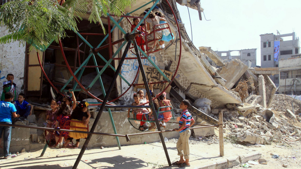 Children play in Gaza amidst the rubble