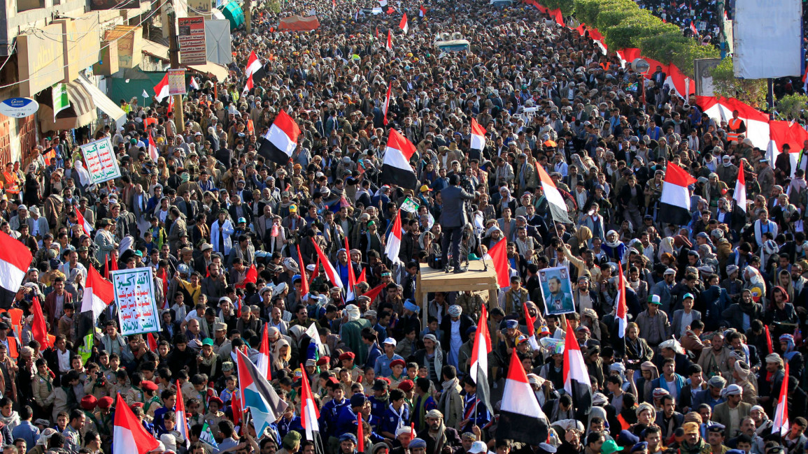 Houthi rally Sanaa