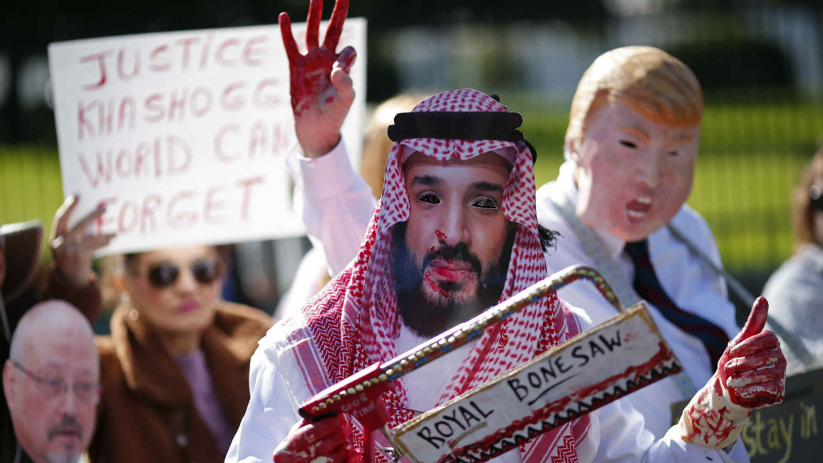 Protesters in solidarity with Khashoggi [Getty]