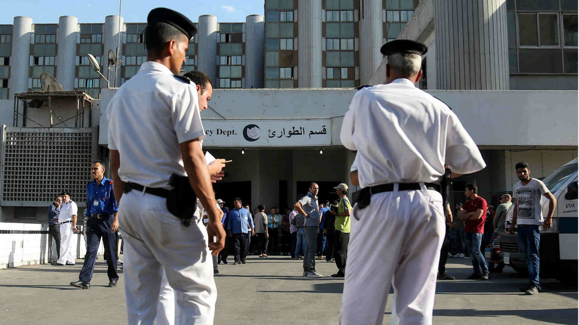 Egyptian police outside a hospital