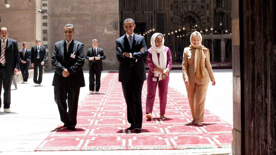 Obama Clinton Orientalism Cairo Mosque - Getty