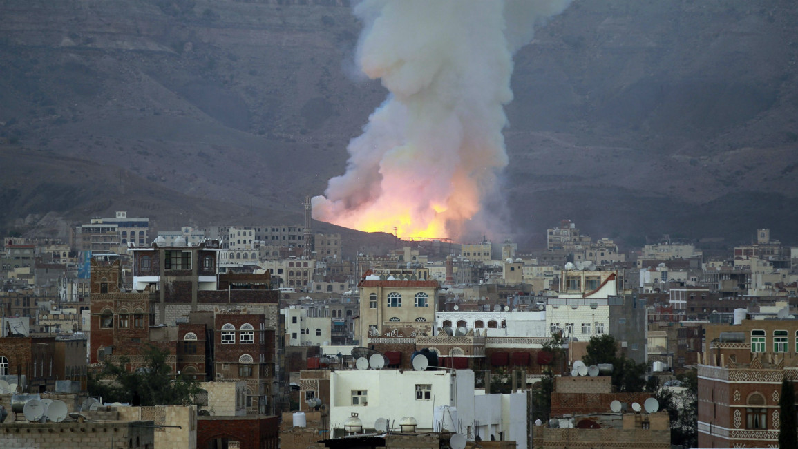 sanaa nuqum airstrike explosion yemen afp 