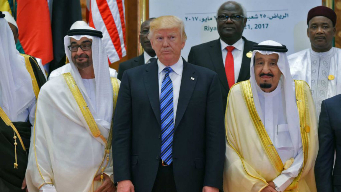 Trump Salman and bin Zayed - AFP