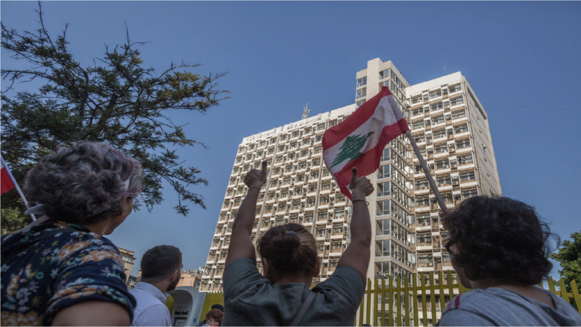 Protesters outside state-run electricity building in Beirut