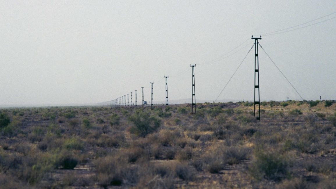 Power lines in Great Salt Desert, Iran