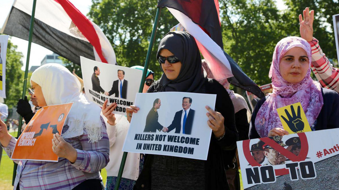 تظاهرة في لندن احتجاجاً على زيارة السيسي المزمعة