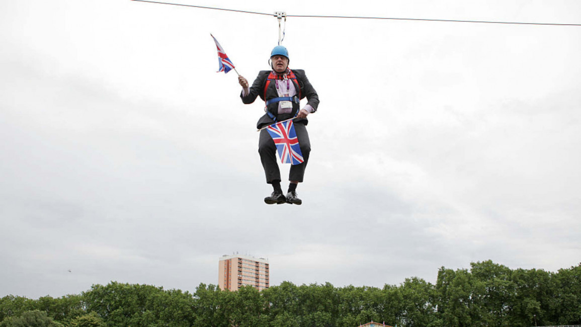 Boris Johnson stuck on zipline - Getty