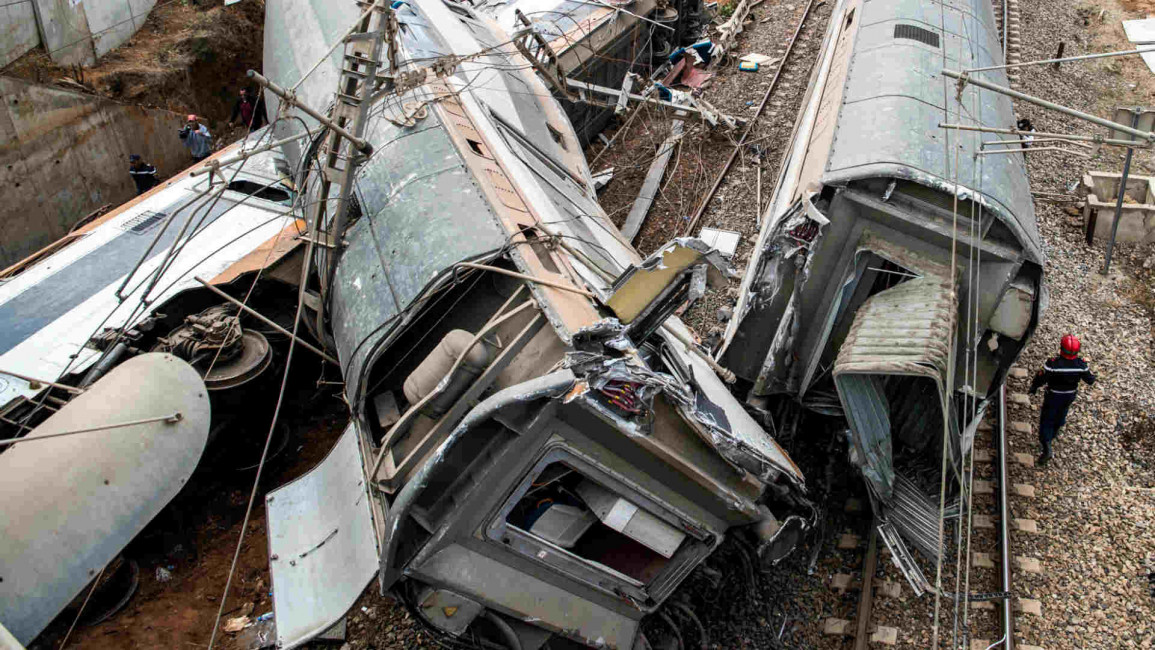 Scene of the rail accident in Bouknadel